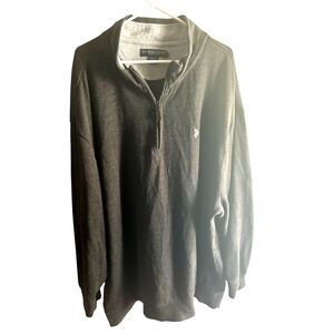 U S Polo Big & Tall  Men's Gray 4XL High Neck Long sleeve 1/4 zip Sweatshirt
